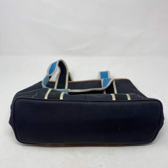 Vtg Coach Hampton Weekender 5656 Nylon Shoulder Handbag Purse Black Brown Blue - Picture 8 of 11